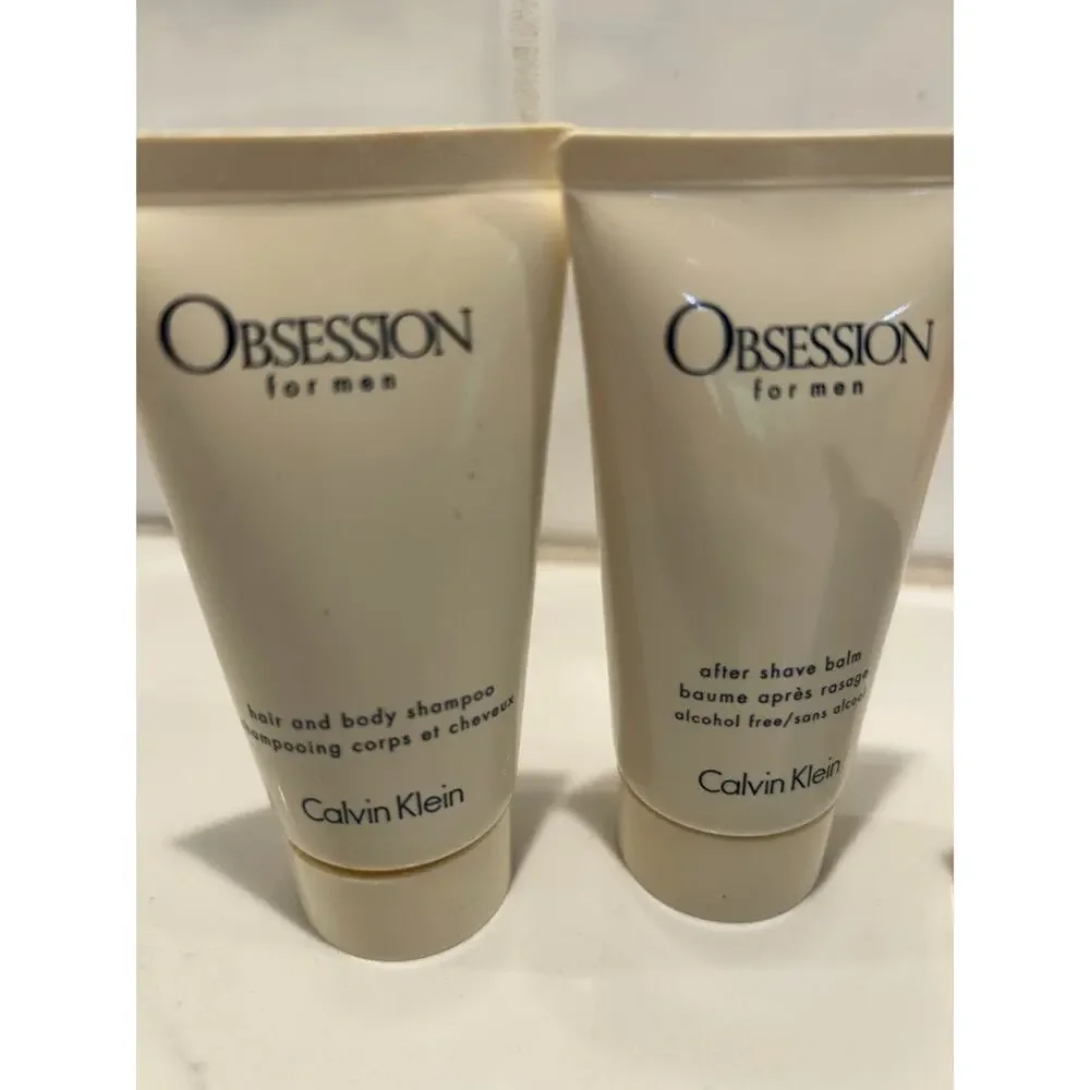Calvin Klein OBSESSION MEN Travel SET of 4 Deodorant After Shave Balm Shampoo